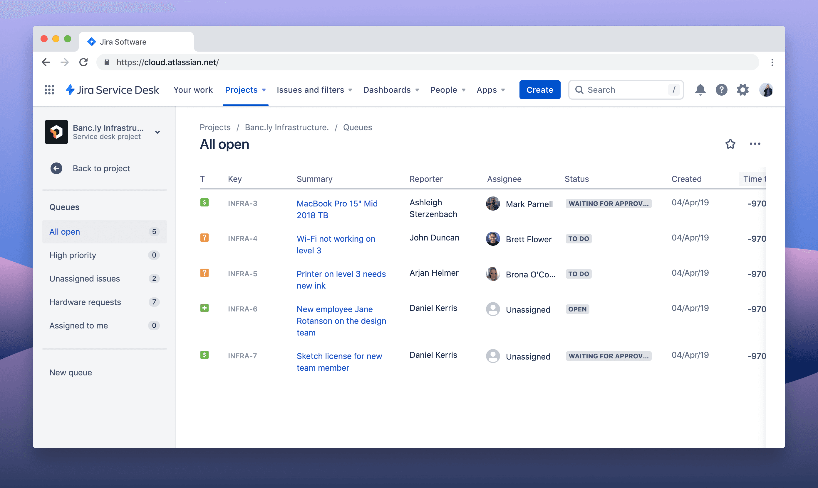 Jira software opened on a web browser