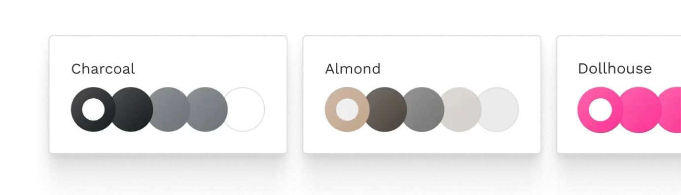 Global color palettes available in Copyfolio, with which you can easily redesign your whole portfolio website with a single click.