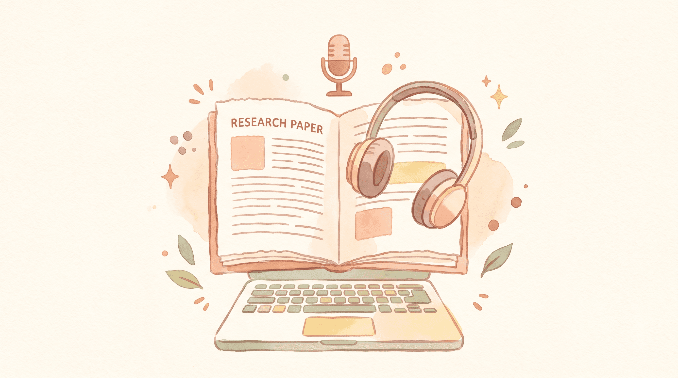 Headphones on an open research paper