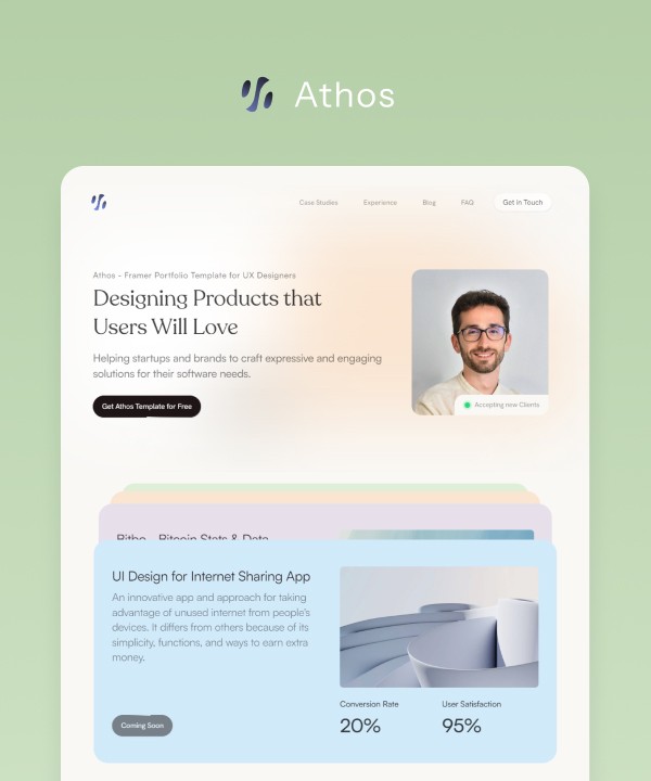 Athos Framer Template for designers