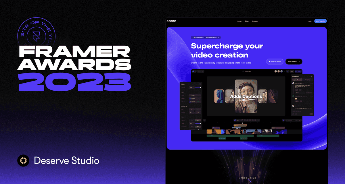 Framer Awards 2023 - Deserve Studio | Framer Agency work nominated by Framer