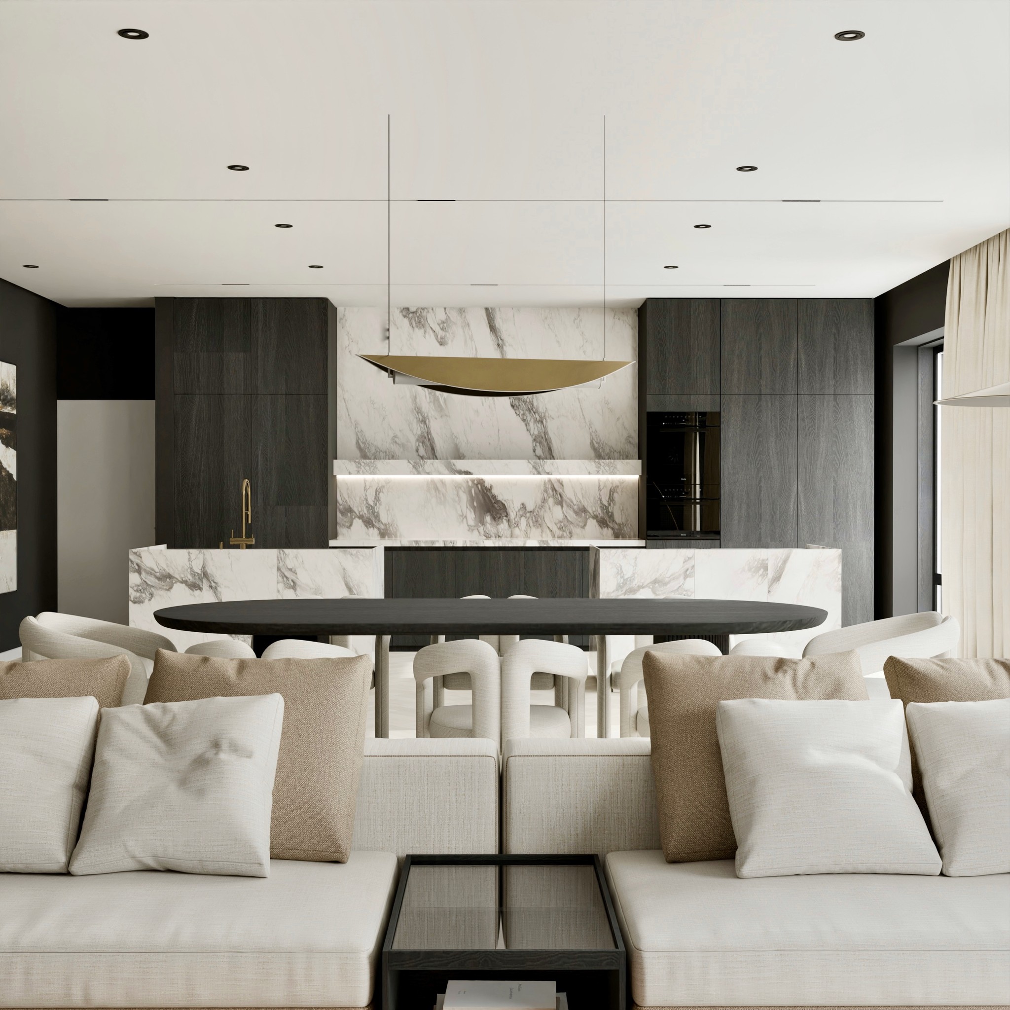 Modern creamy premium living room