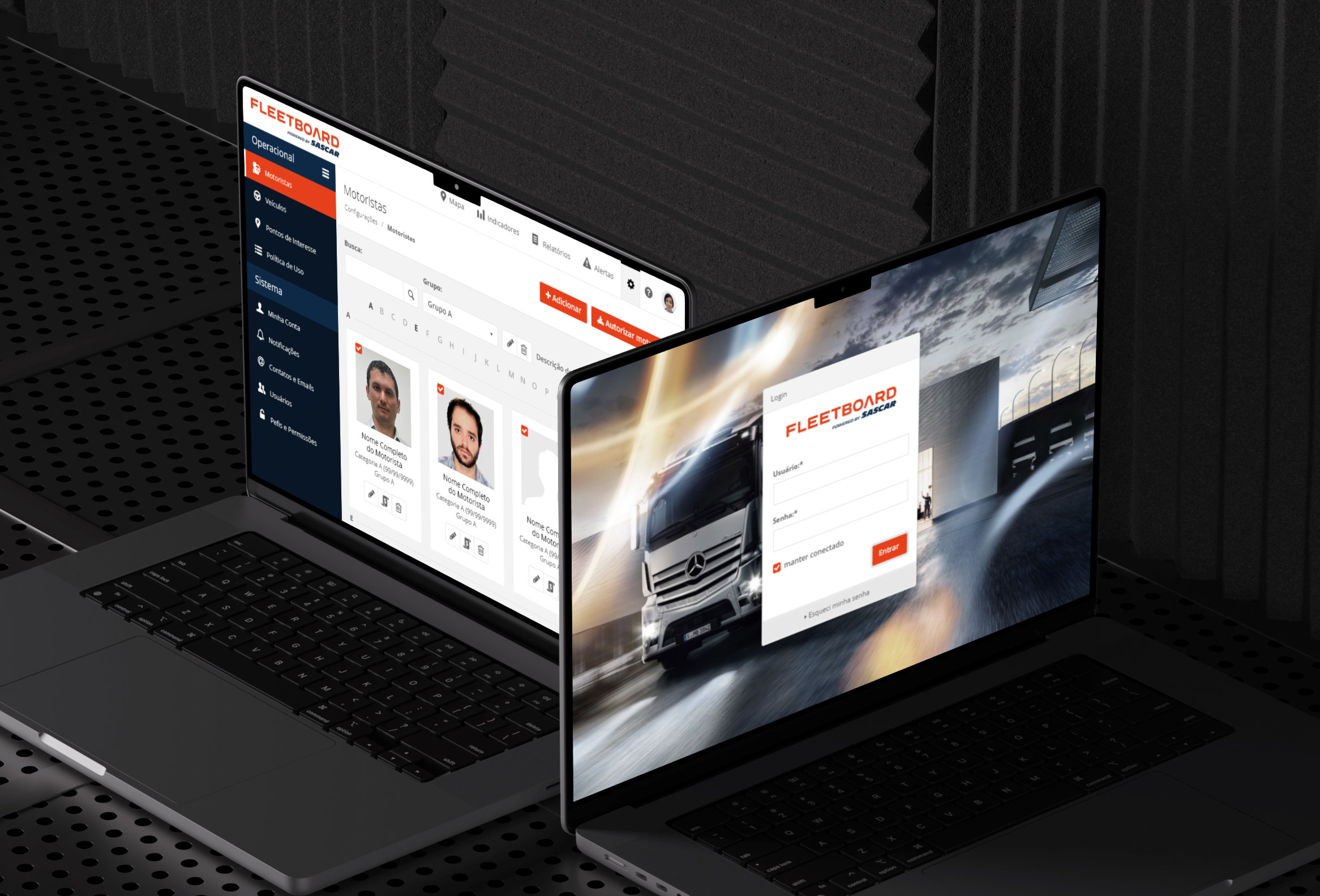Telas do sistema Fleetboard Mercedes Benz by Sascar