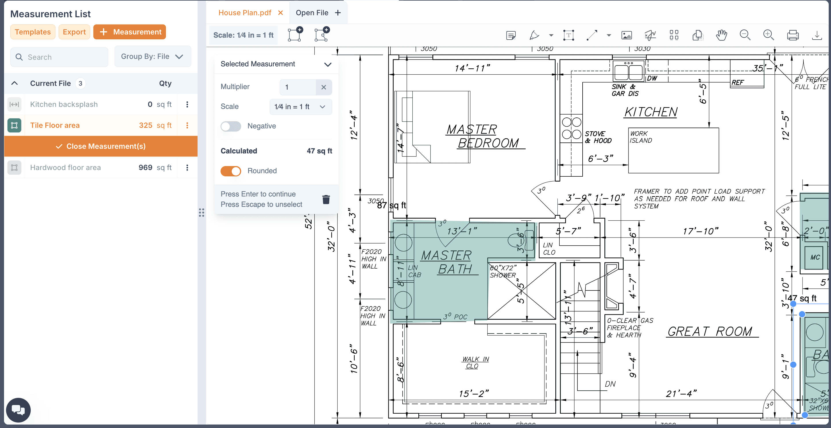 tile takeoff software