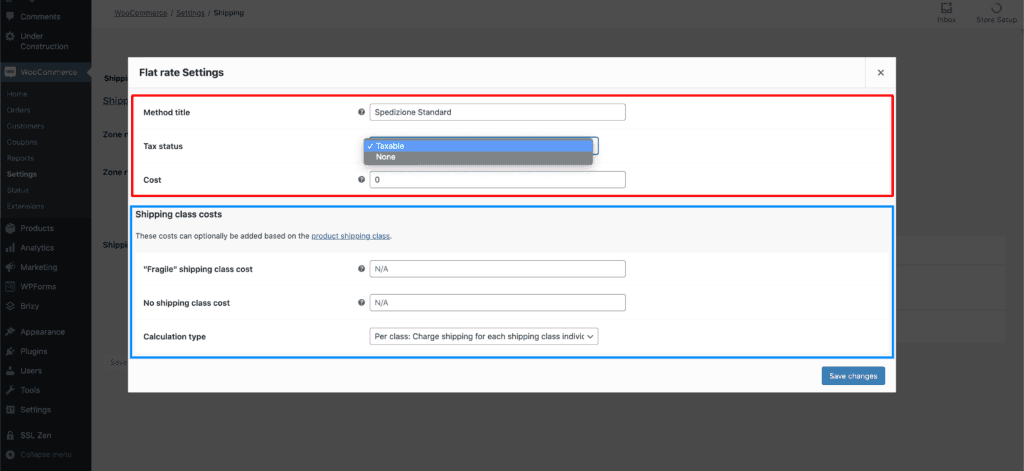 tarifa fija de improtacion woocommerce,