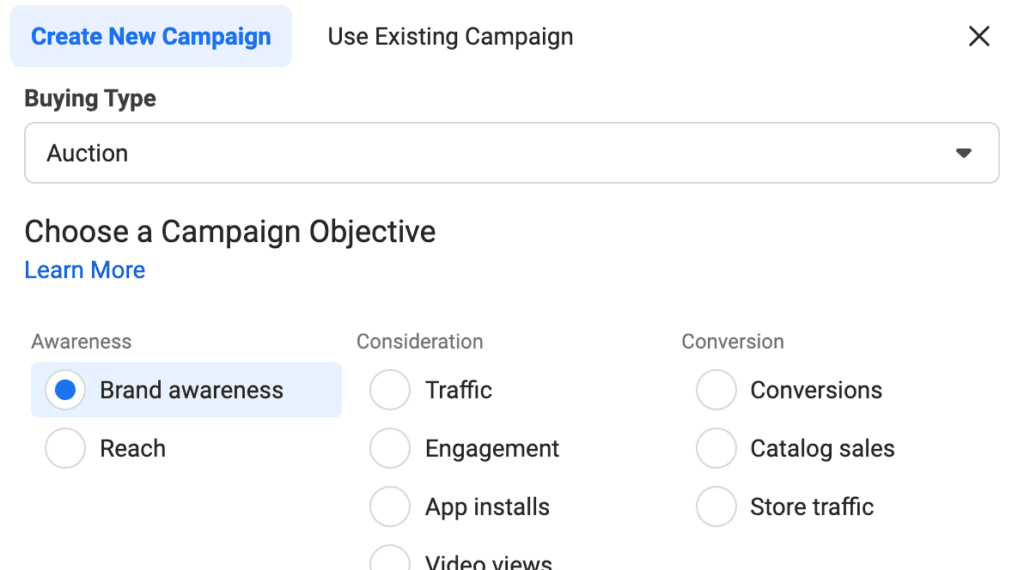 Creating a Facebook ad campaign