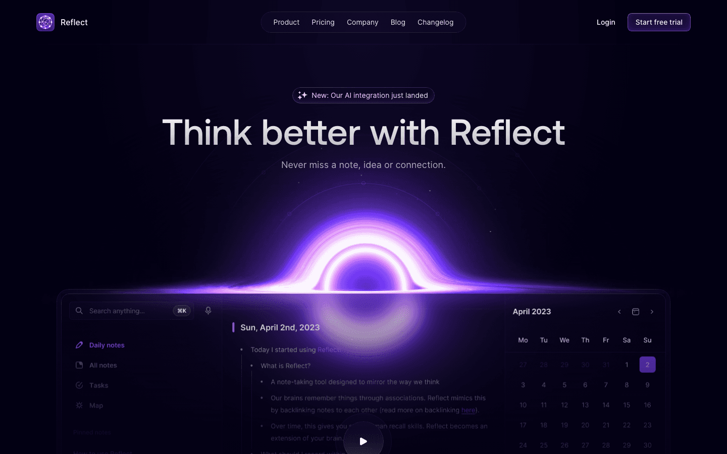 Reflect app screenshot