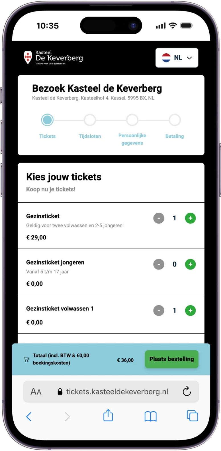 Phone showing Fairtix admin generating a campaign link and QR code