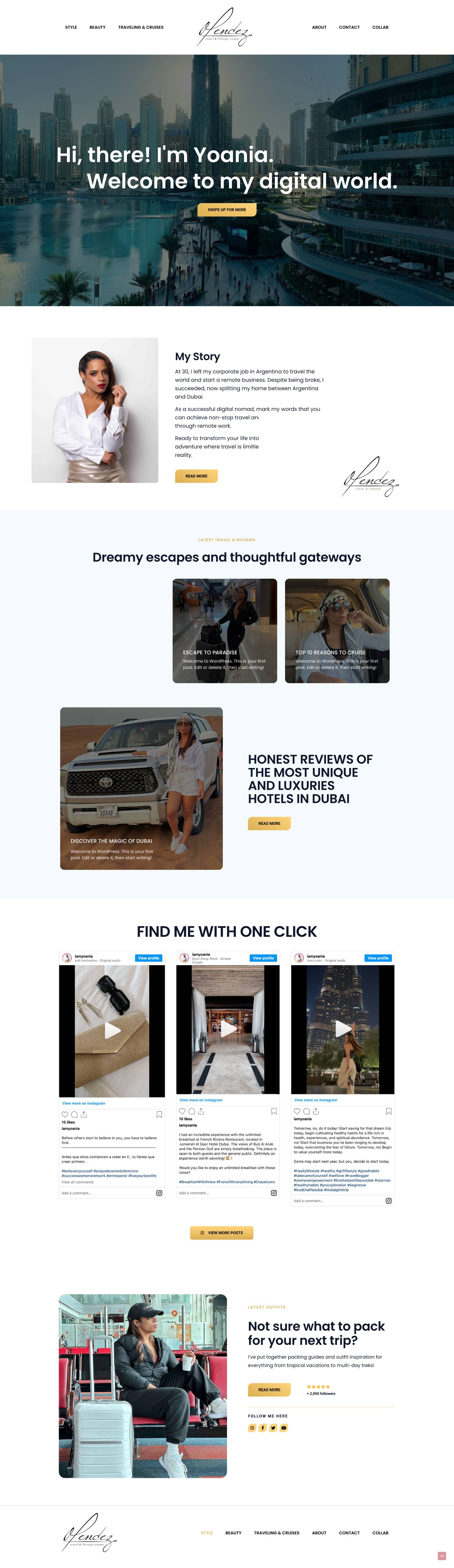 Home page of Yoania Medez website vol.2