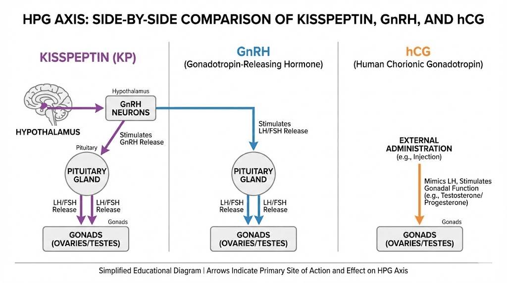 Kisspeptin vs GnRH vs hCG hormone stimulation comparison