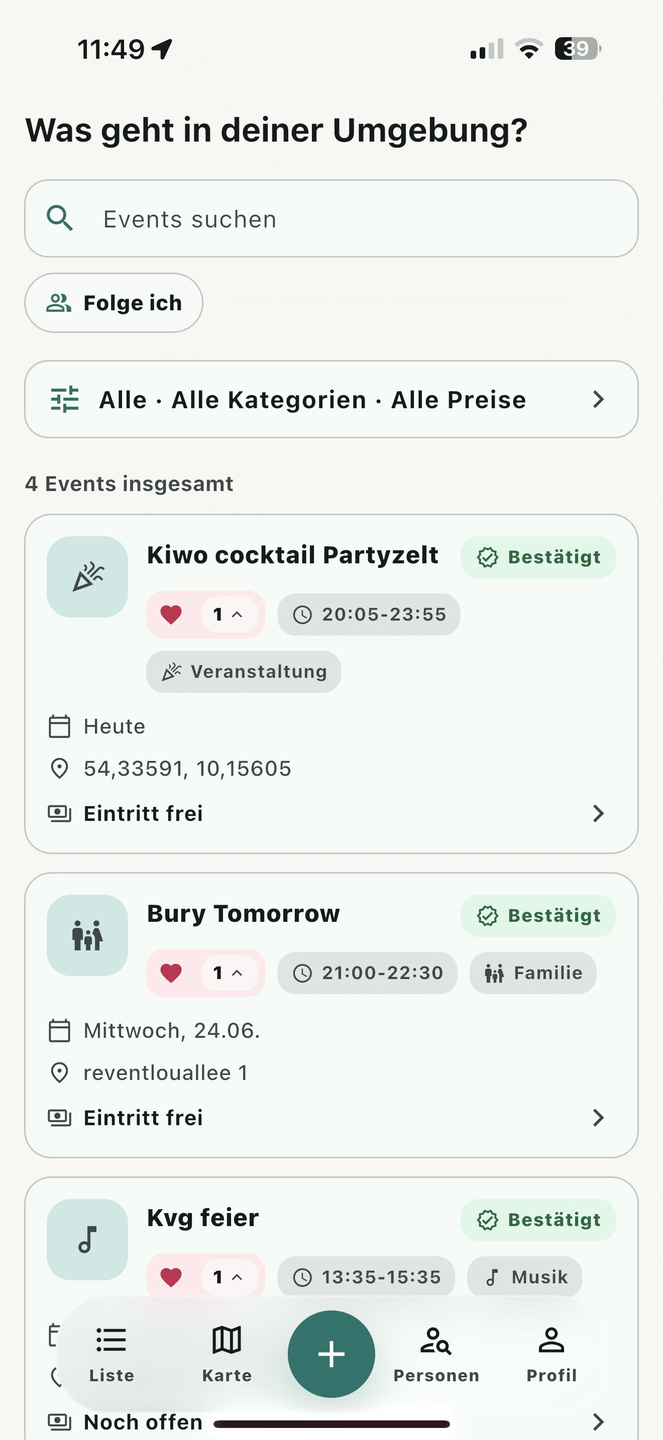 Beleven Beta Listenansicht
