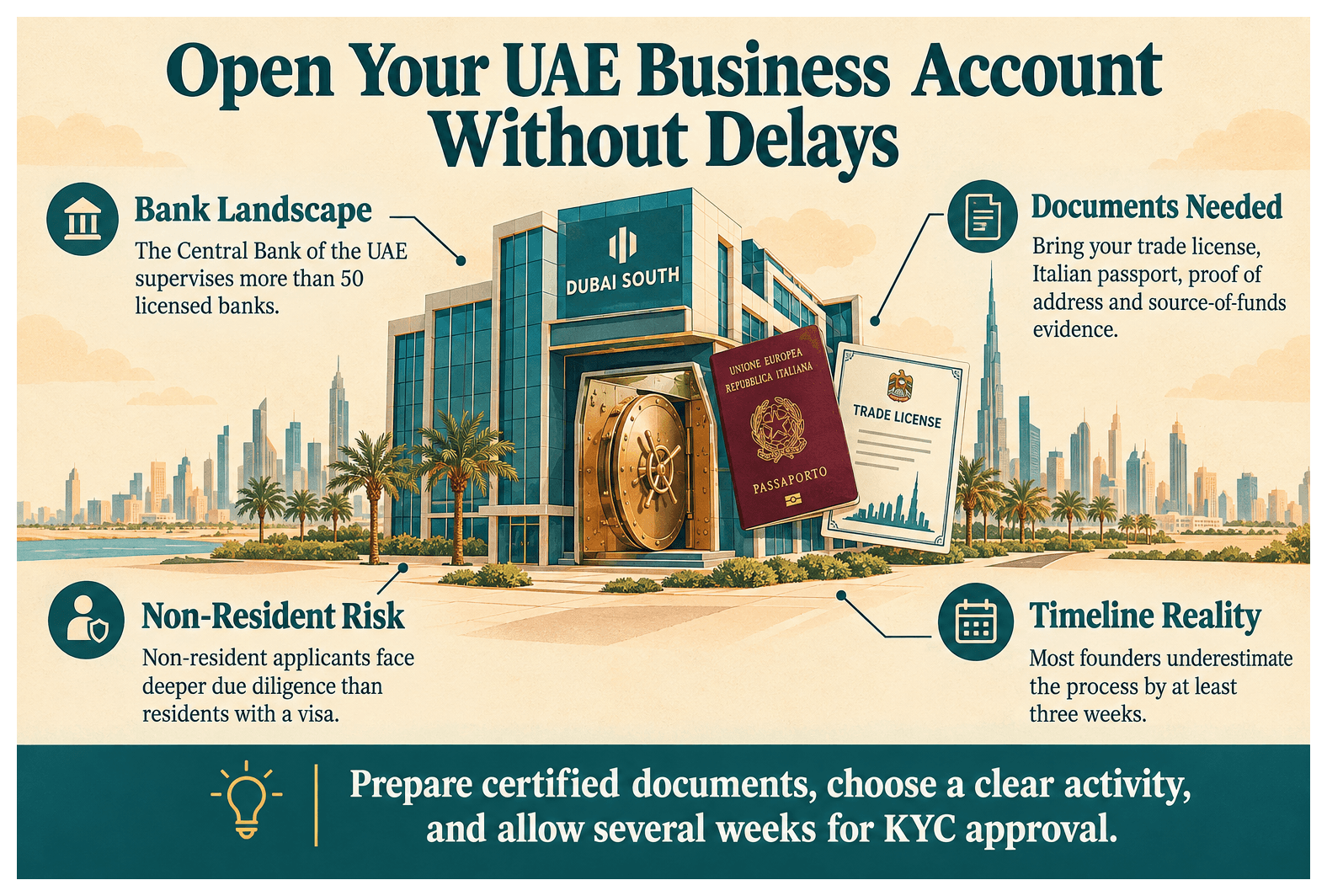Infographic: Opening a UAE Corporate Bank Account as an Italian Entrepreneur