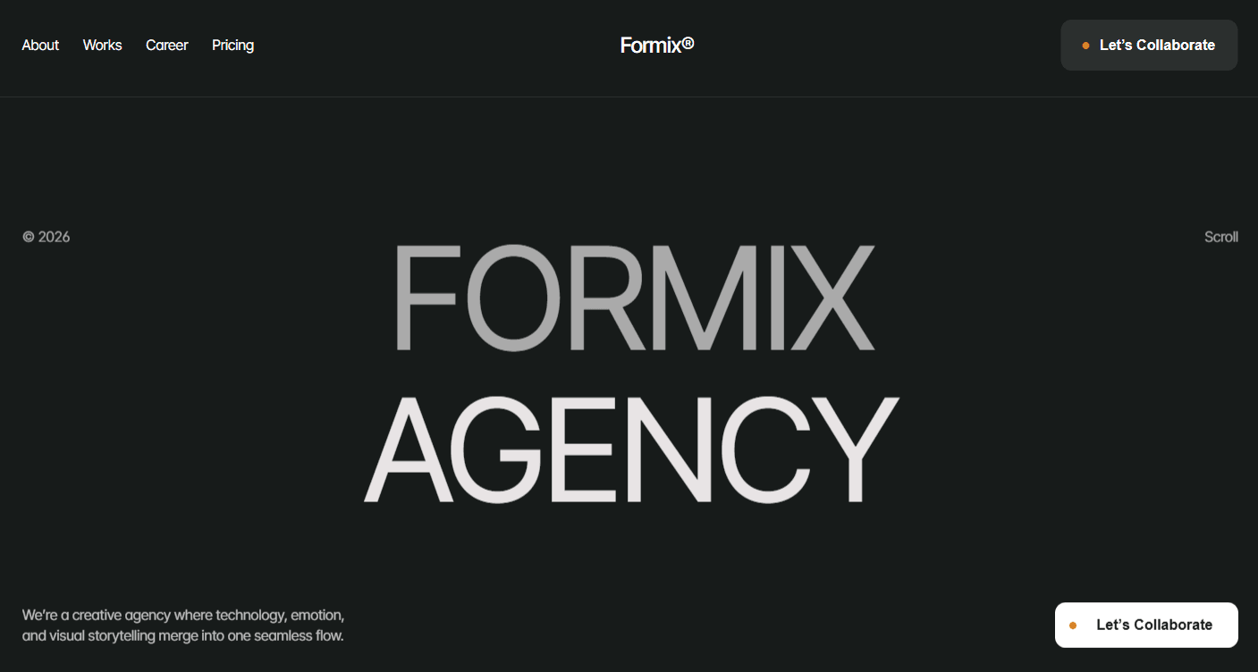 Formix template hero section