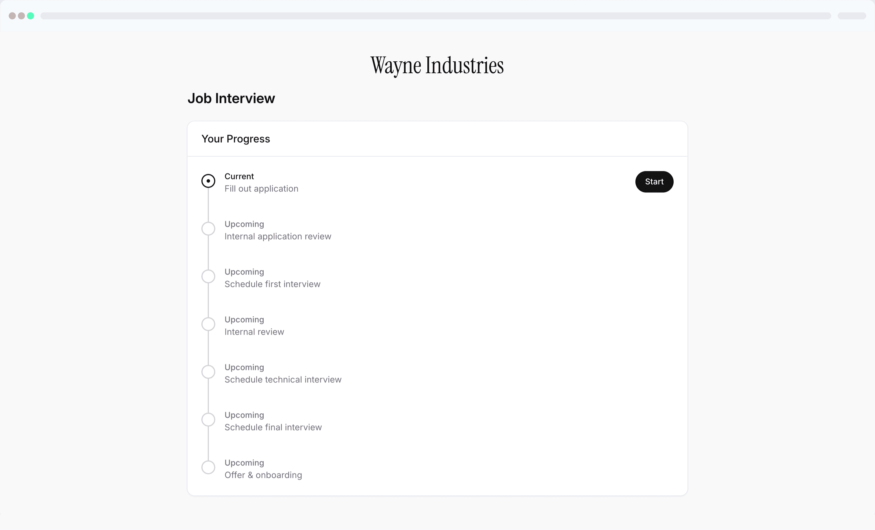 hiwork client portal with steps to hiring