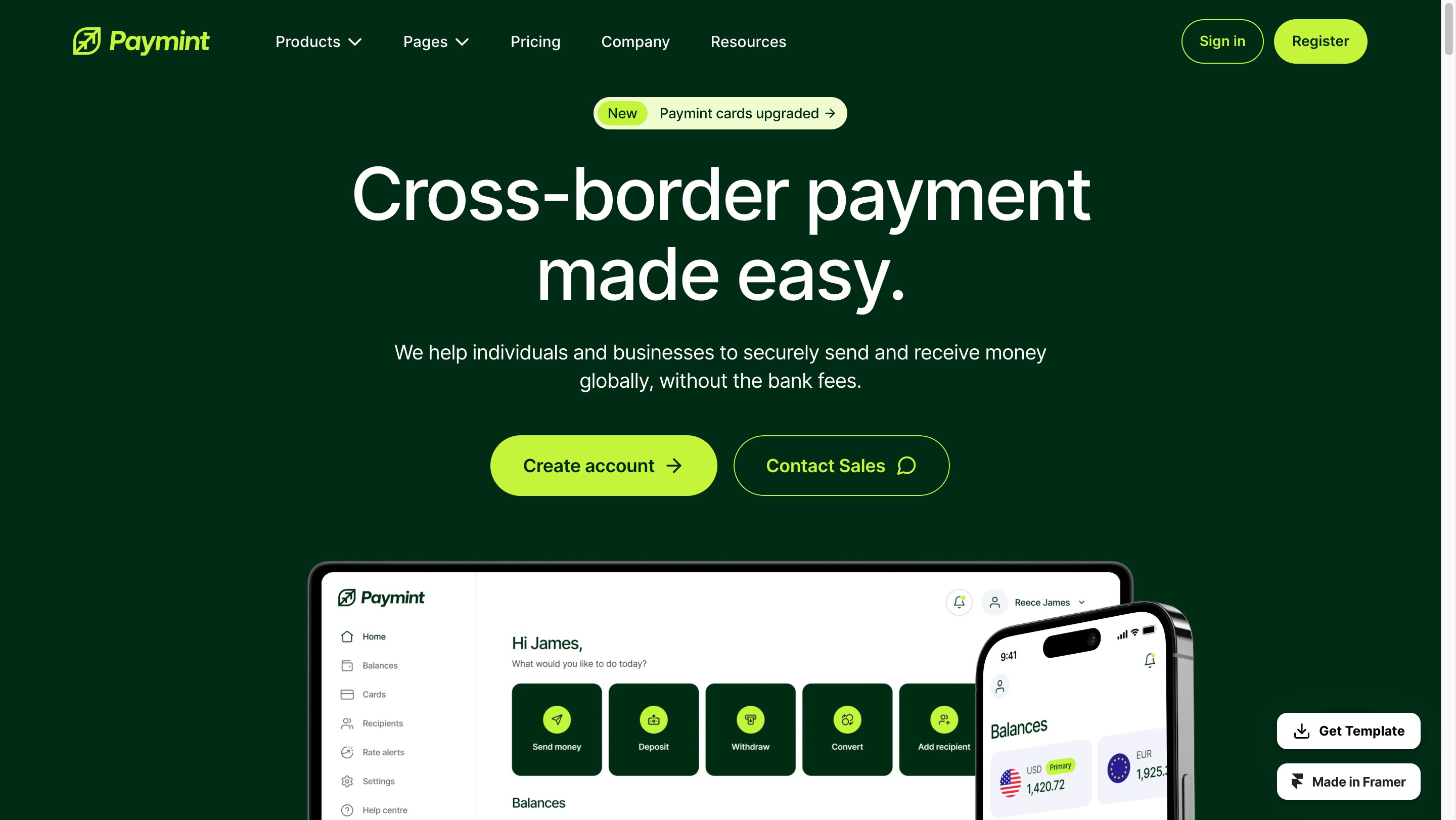 Paymint - Landing page website template