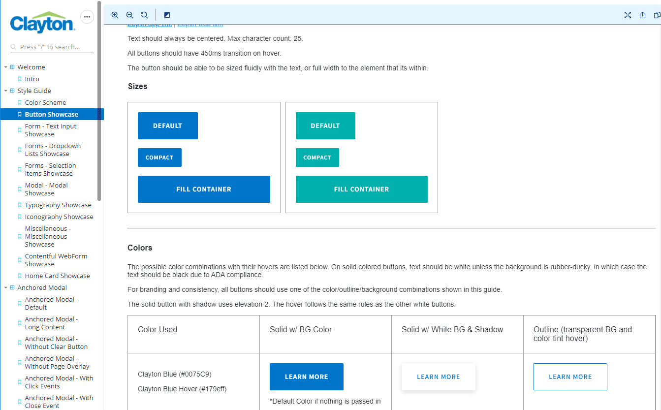 Component Library Buttons