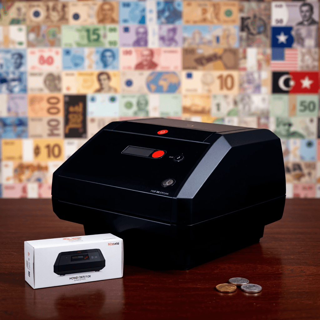 product photography of a money detector machine