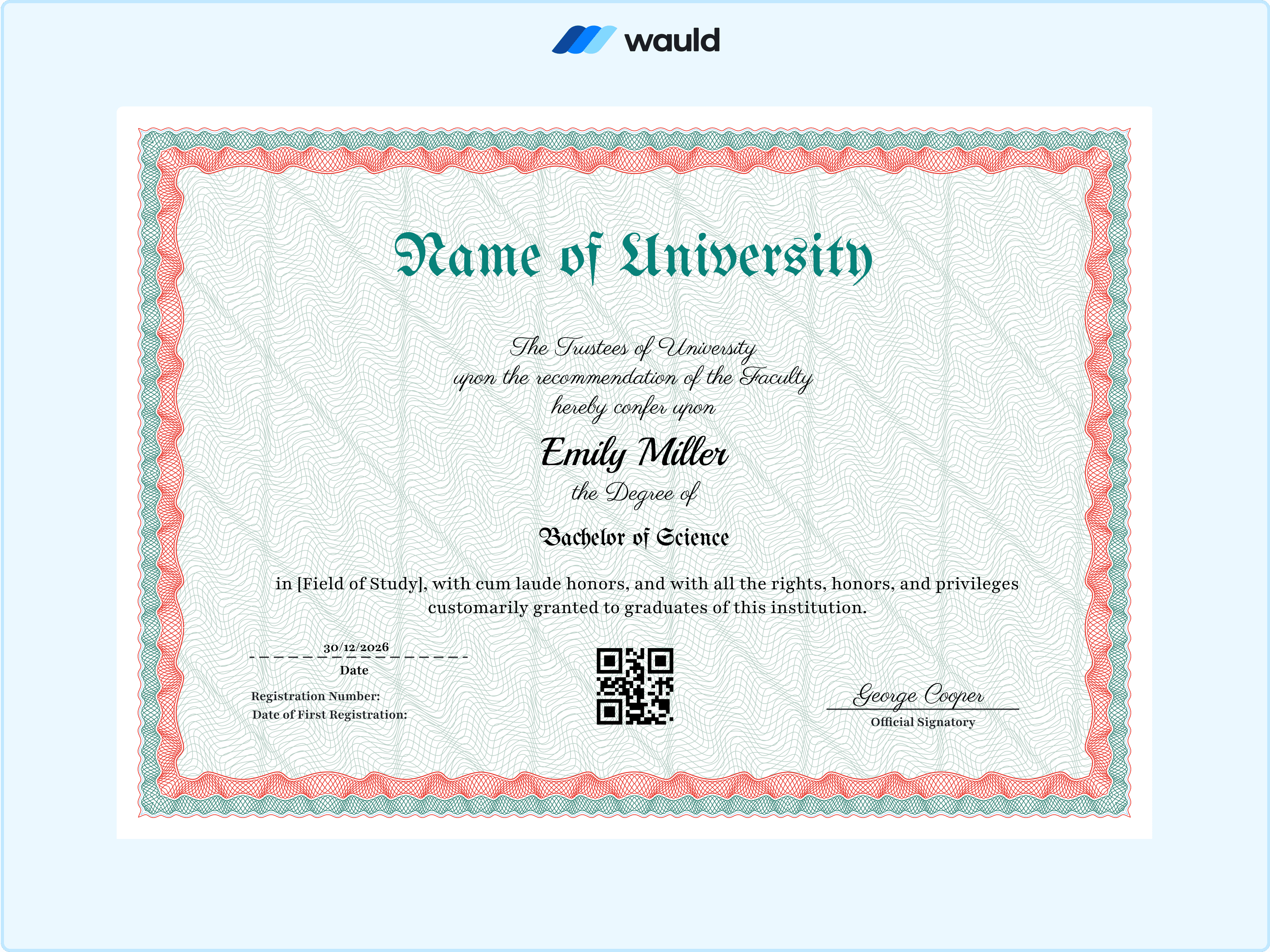 Wauld - Ceremonial Graduation Certificate Template