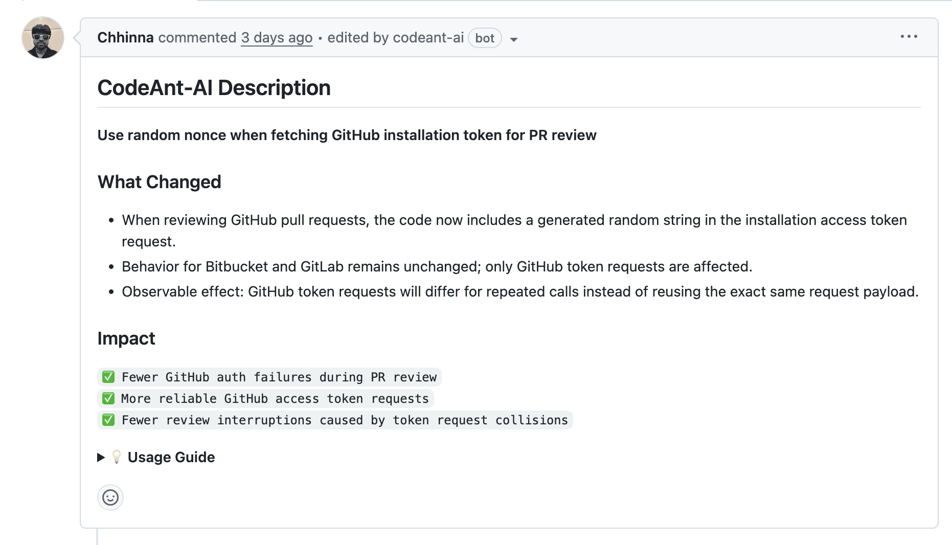 CodeAnt scans the diff in the context of the repo.