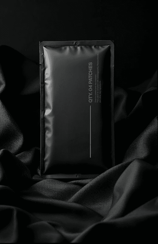 Black plastic pouch on velvet