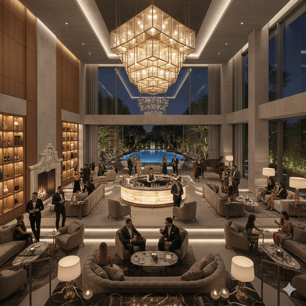 Modern luxury clubhouse with premium social amenities at M3M Sector 37 development