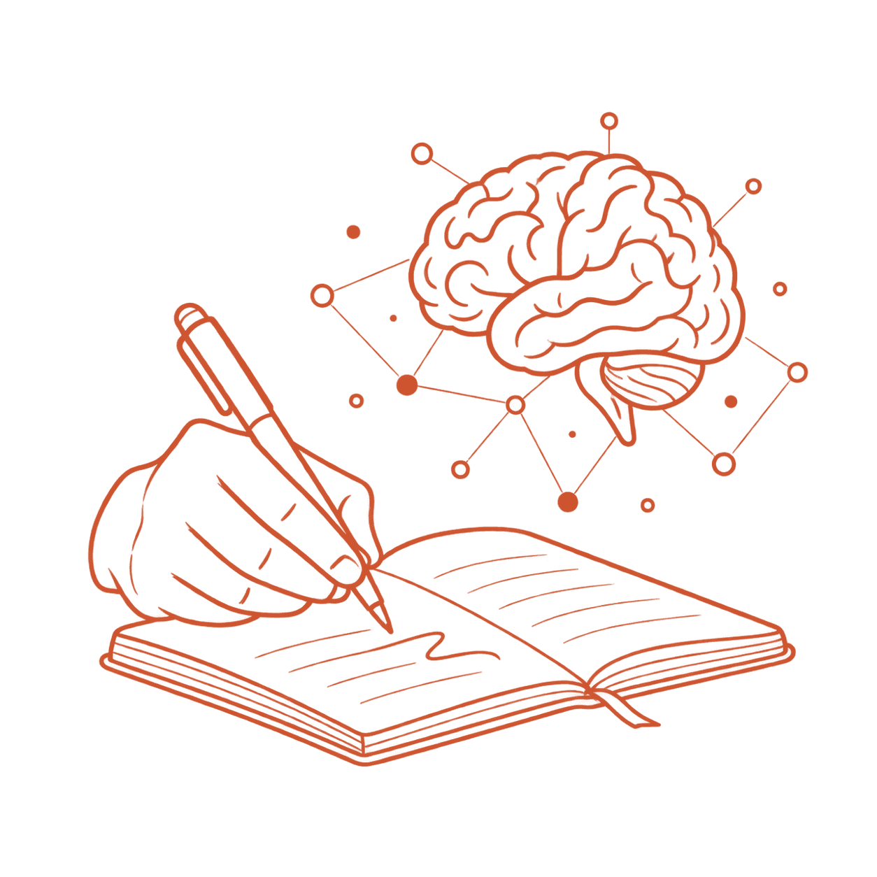 Hand writing in a journal connected to brain learning networks