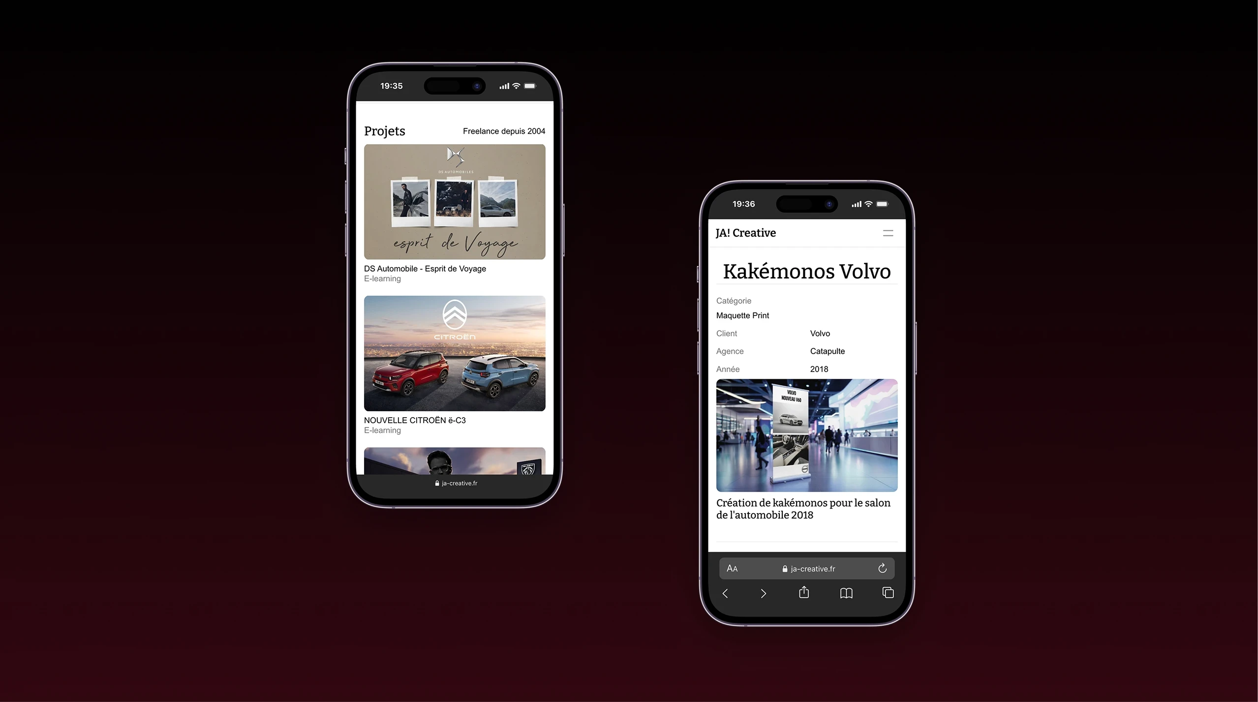 Version mobile responsive du portfolio de John Rebaud