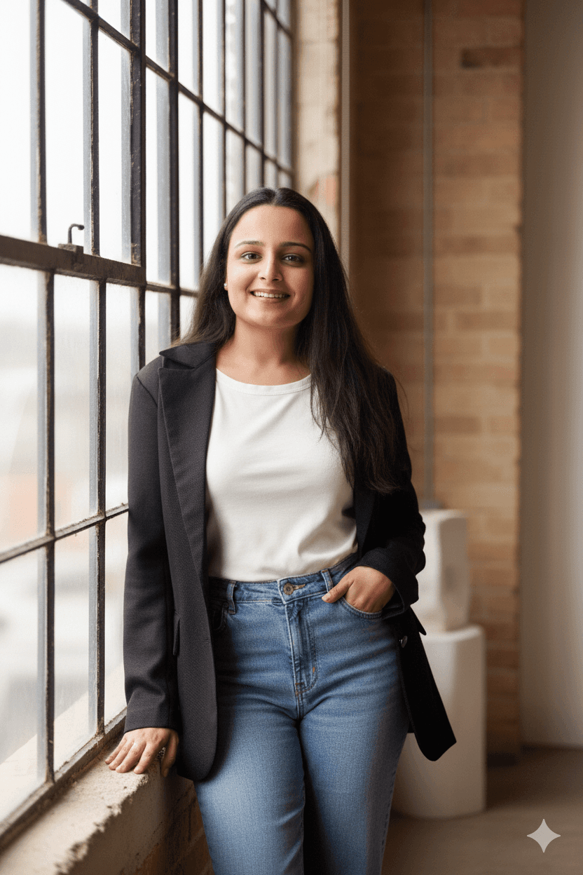 A young girl smiling