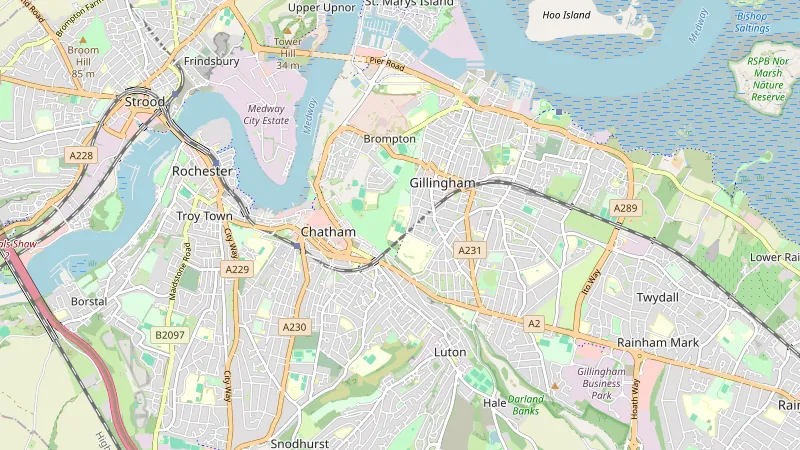 Map showing Medway in Kent
