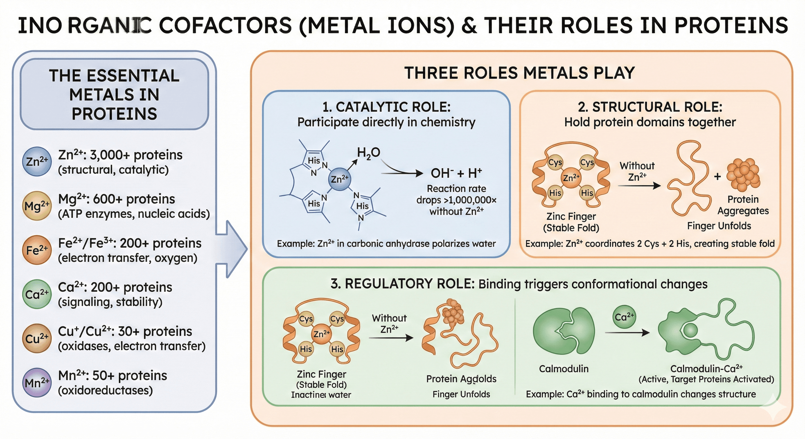 Diagram Showcasing Properties of Inorganic Cofactors and Their Roles