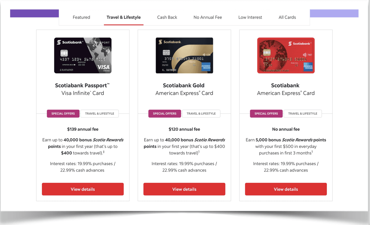 Scotiabank account cards