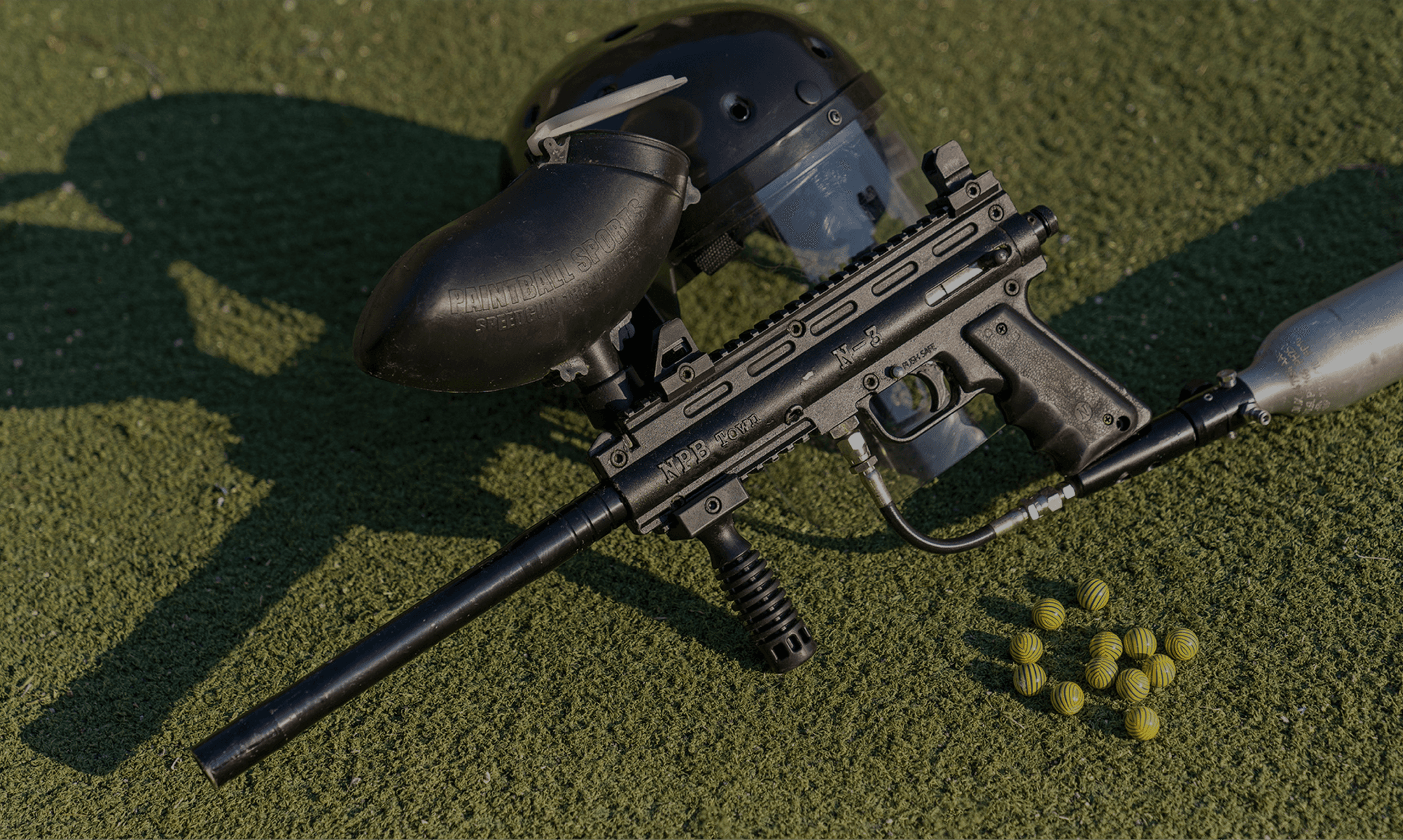 Drone shot of a running track at night