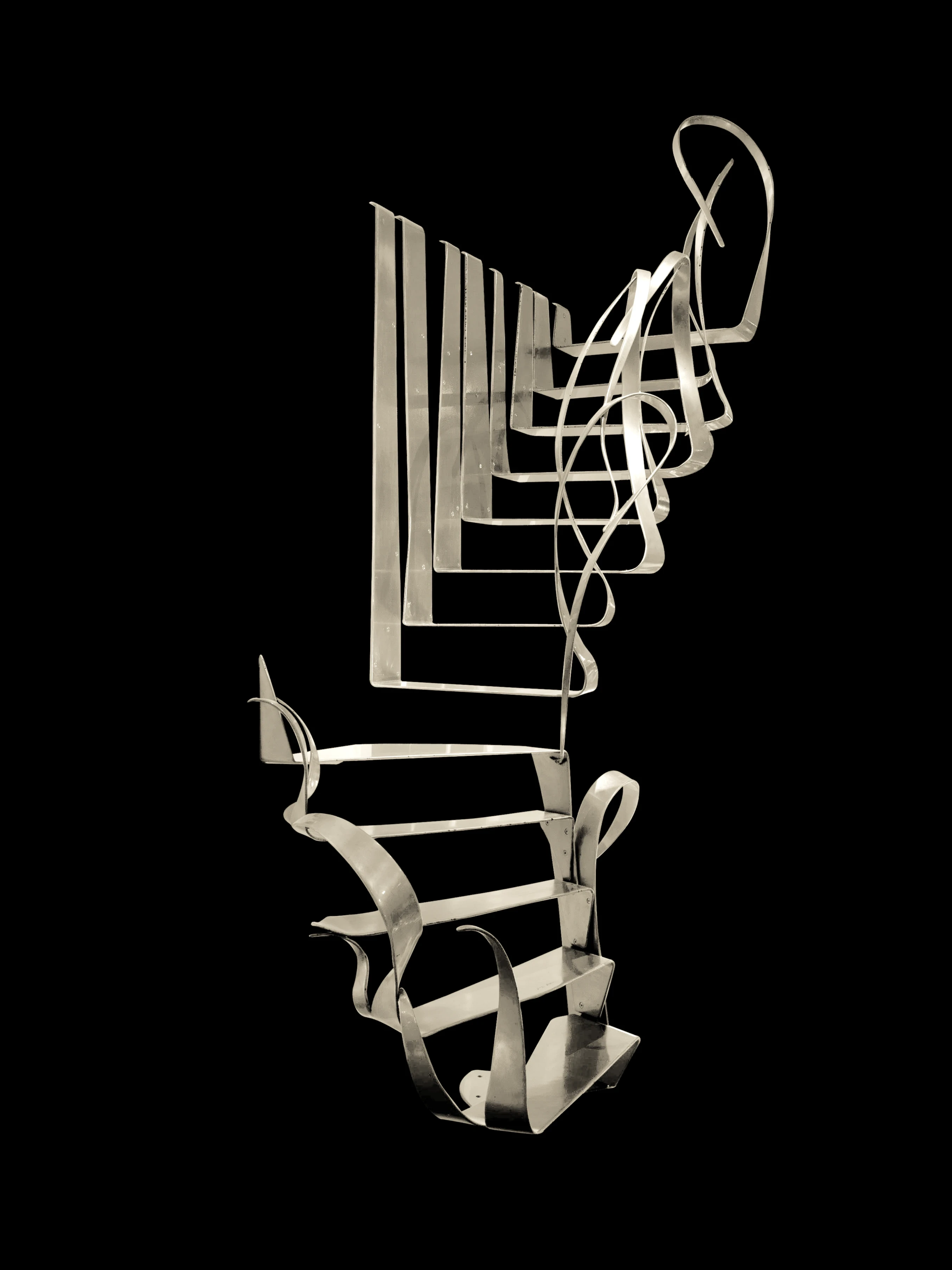 AGAVE self-supporting sculptural staircase in Sand White — Scapini Atelier