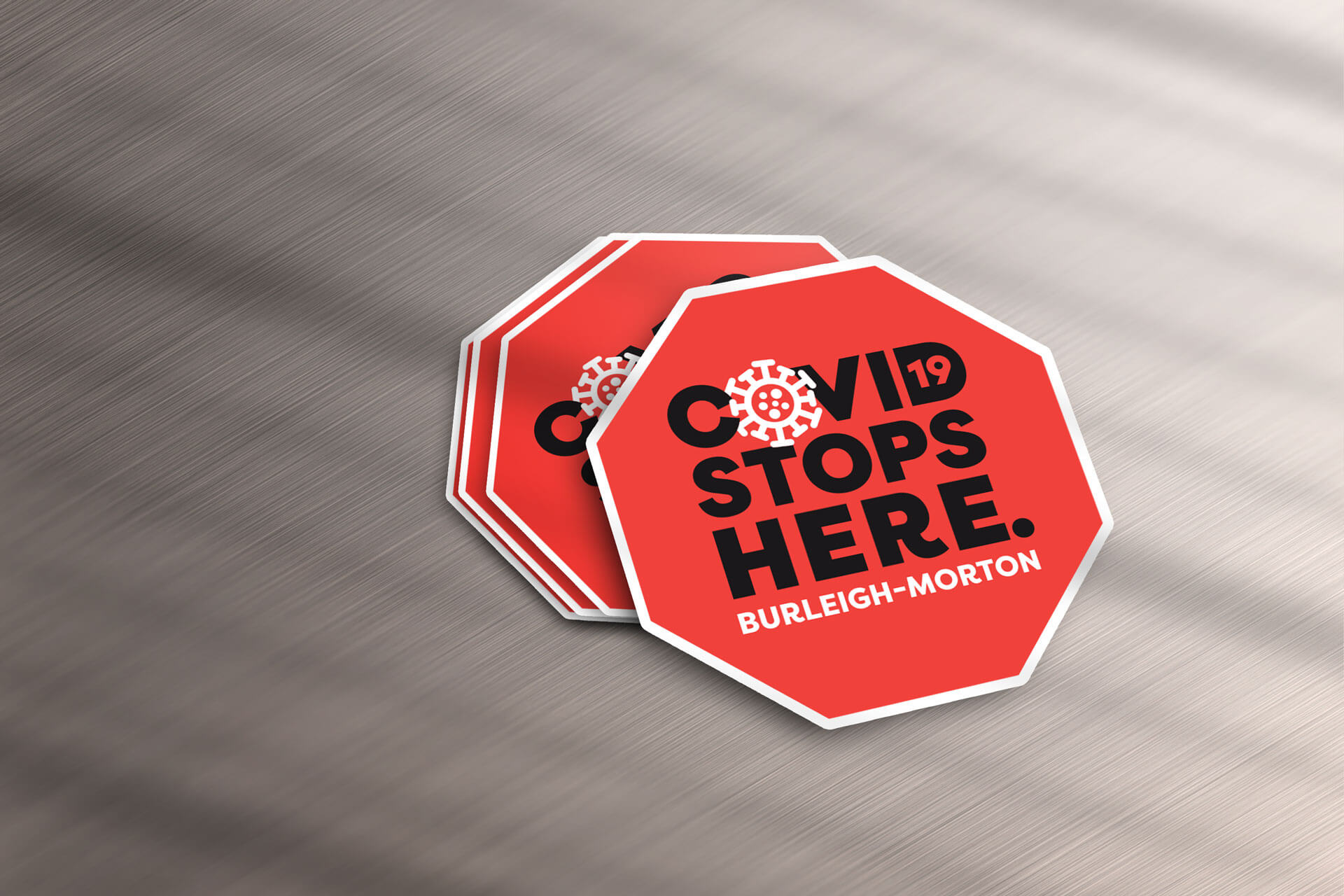 COVID stops here stickers