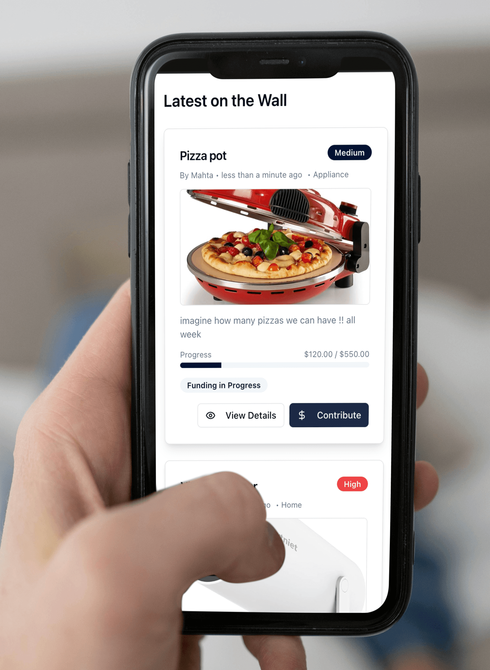  Hub mobile app showing task list
