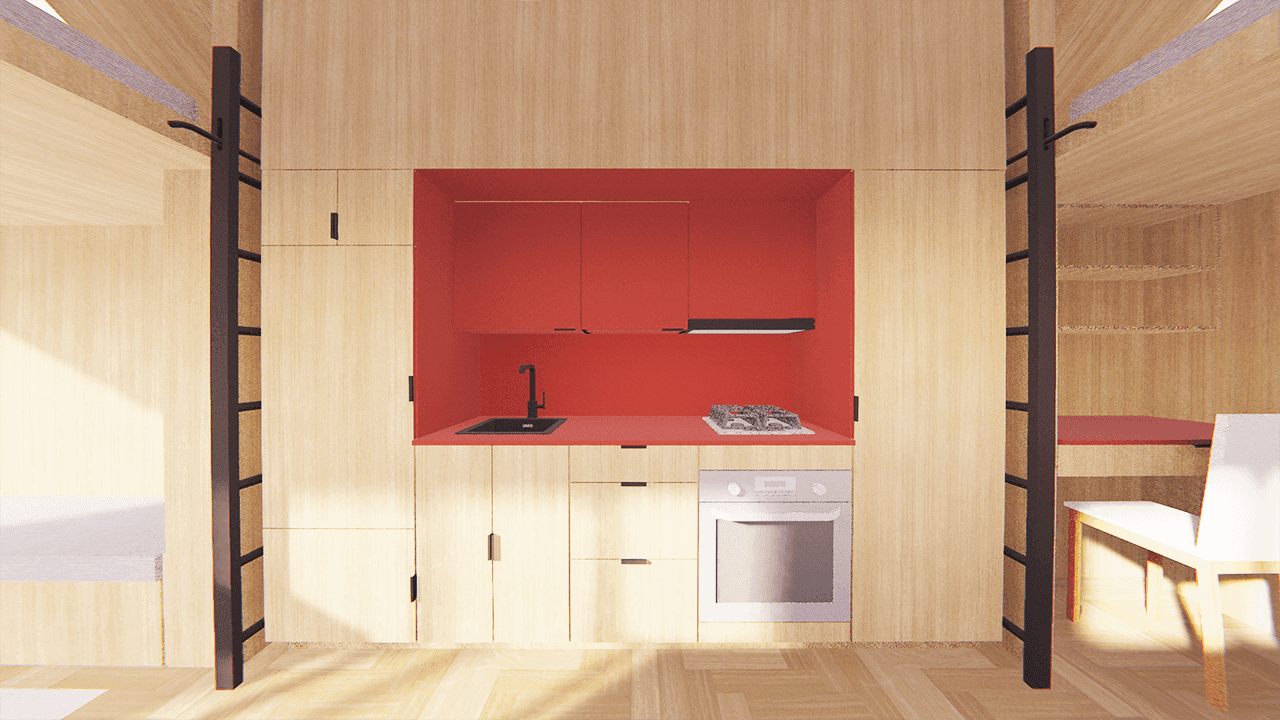 8x30 tiny house kitchen