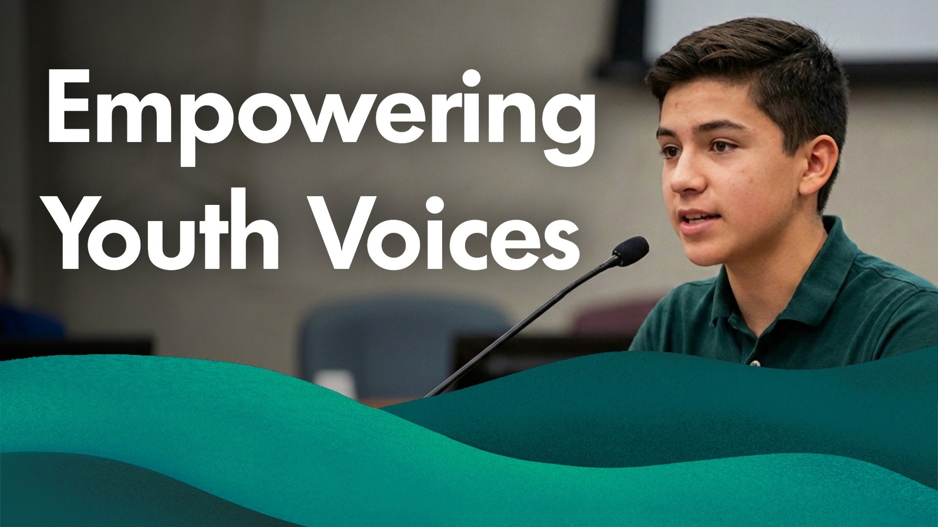 Image of a person with the caption "Empowering youth voices"