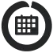 A dark-themed calendar icon inside a circular frame, featuring a grid layout representing days.