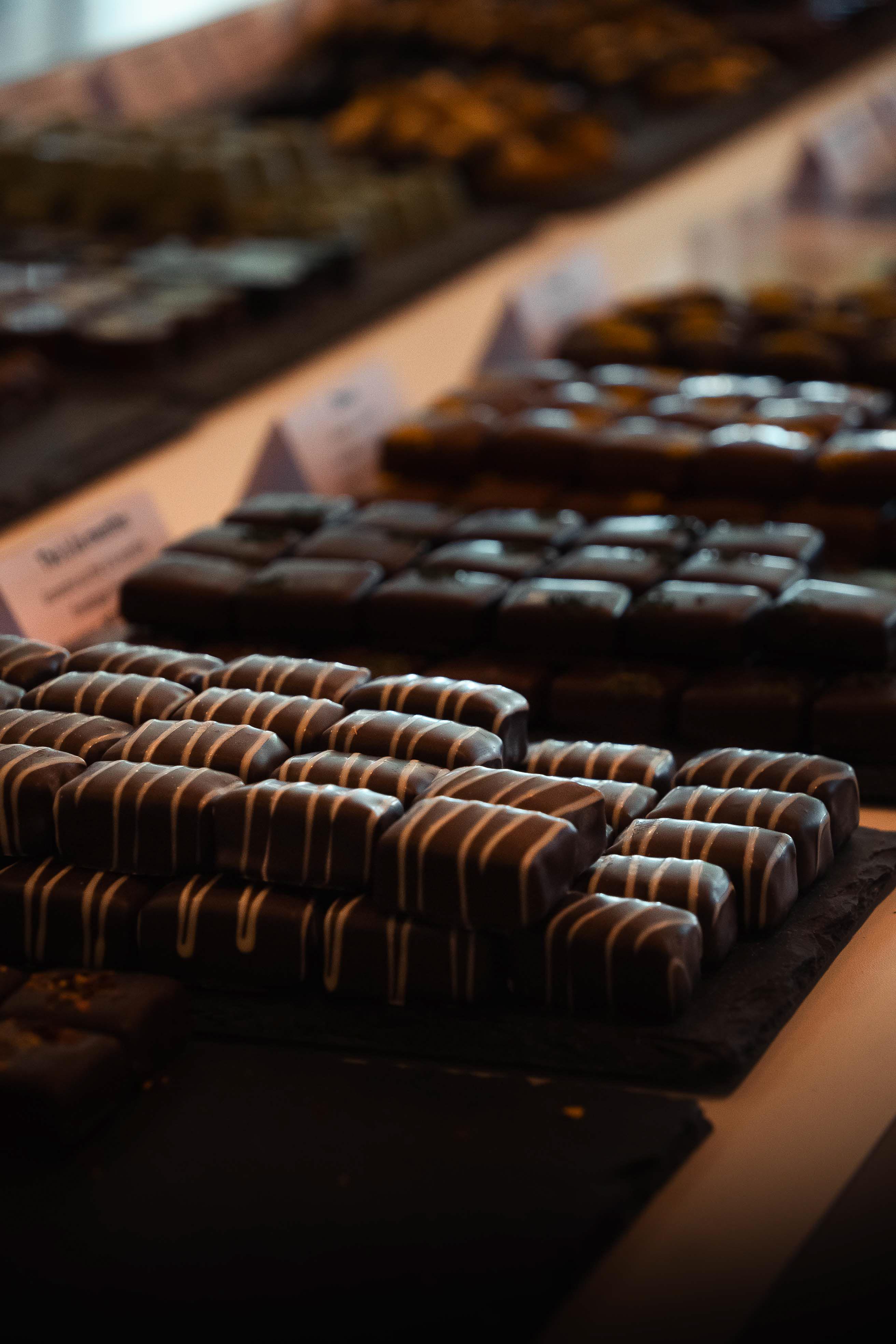 Chocolats dans un bar à chocolat au Sourire de Reims