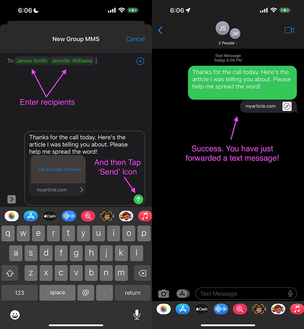 How to forward a text from iPhone step 2