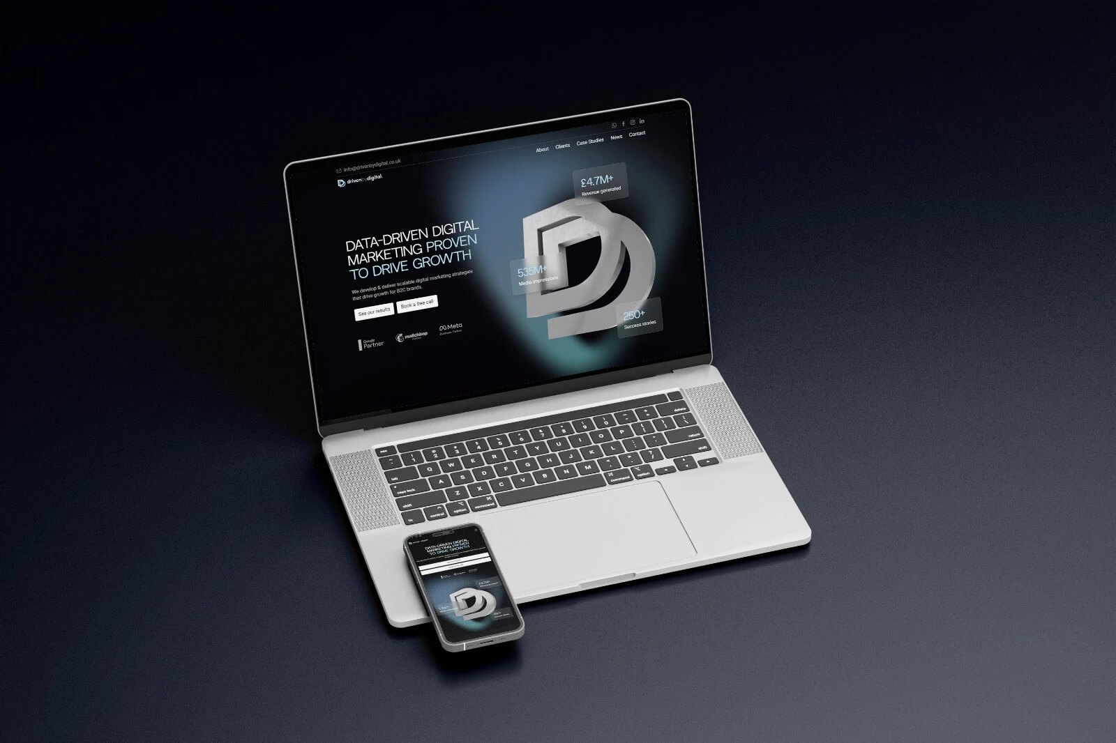 laptop showing the Driven By Digital website
