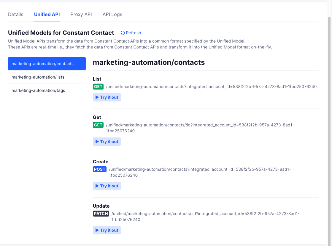 Truto's Unified API for Constant Contact 