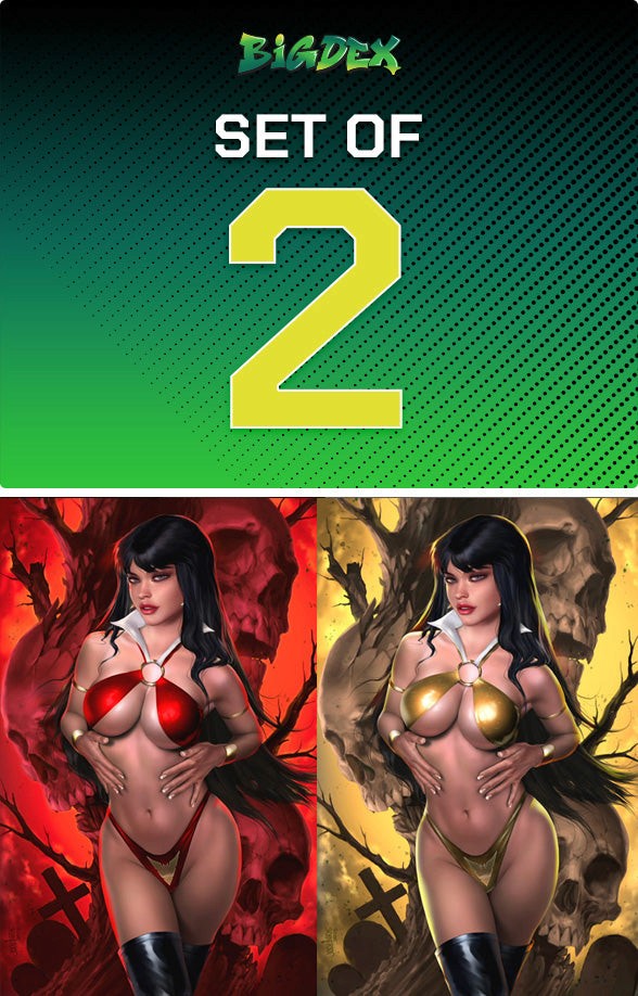 Vampirella #12 Josh Burns Big Dex Comics Exclusive Crimson and Gold Virgin Variant Set featuring dual cover artwork from Dynamite Entertainment