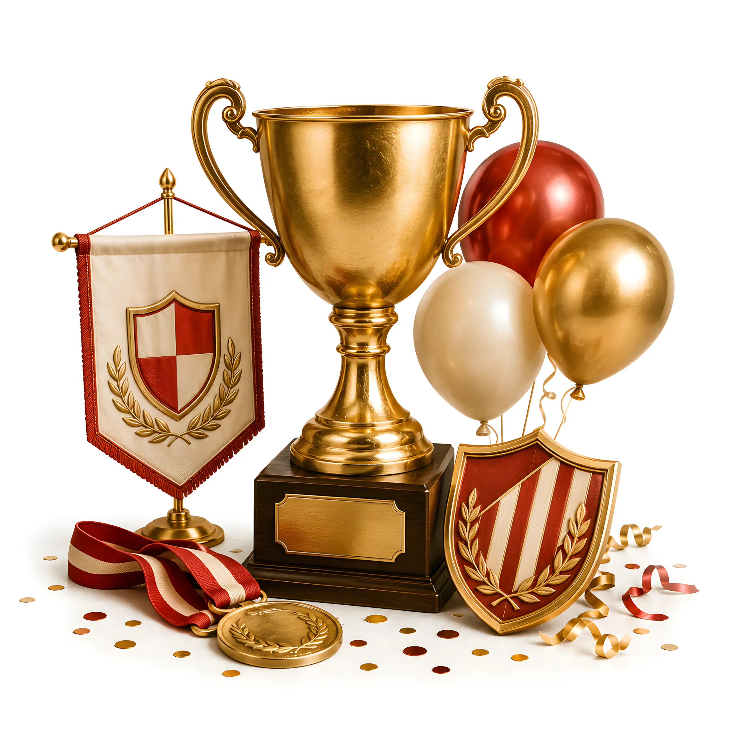 Vereinsfeier mit Eis und Pokal als Symbol