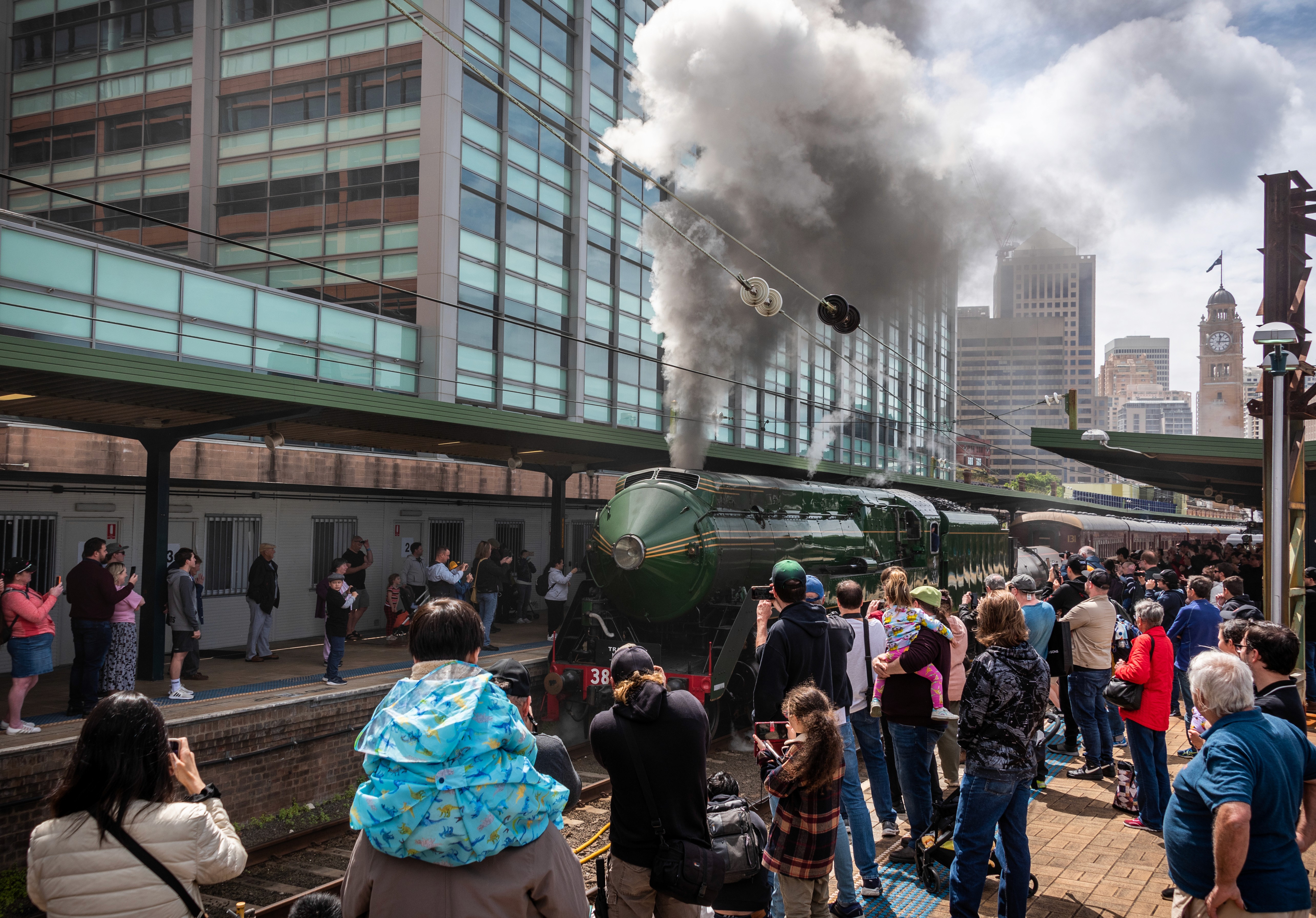 Onlookers admire locomotive 3265 at Central Station. Credit Mark Coleman