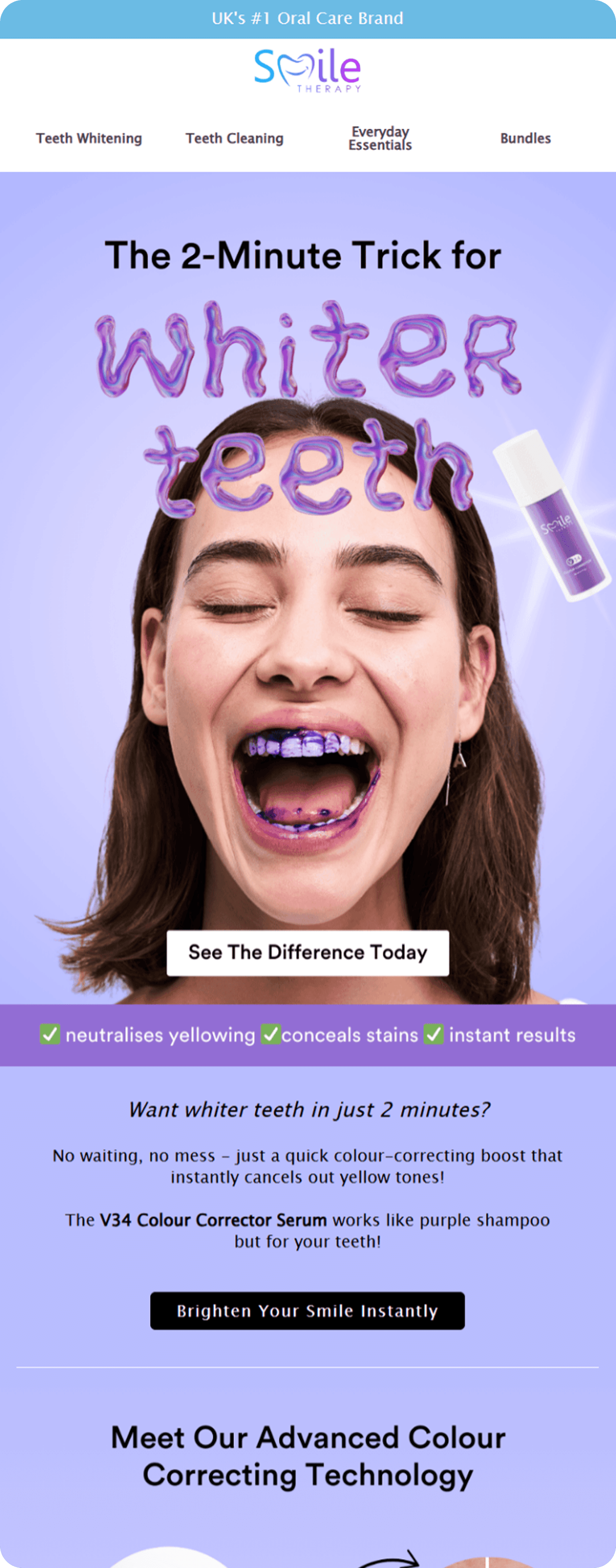 Smiel Therapy whiter teeth email design.