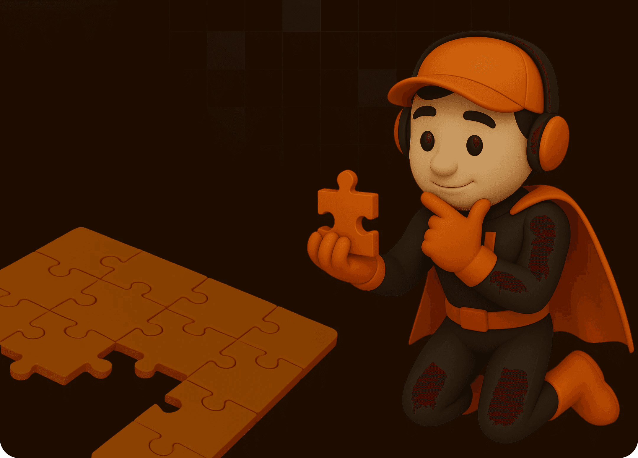 Upslide Mascot trying to figure out the puzzle