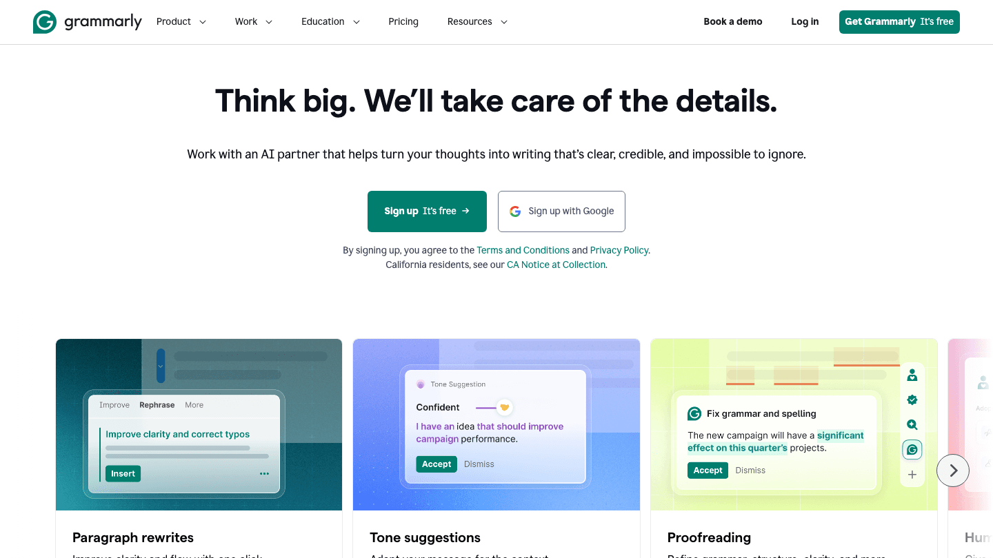 Grammarly AI writing assistant app