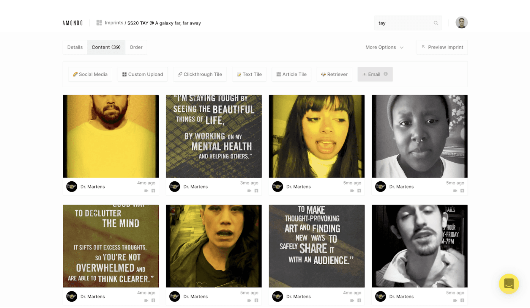 Dr. Martens Tough As You campaign gallery activated through Amondo
