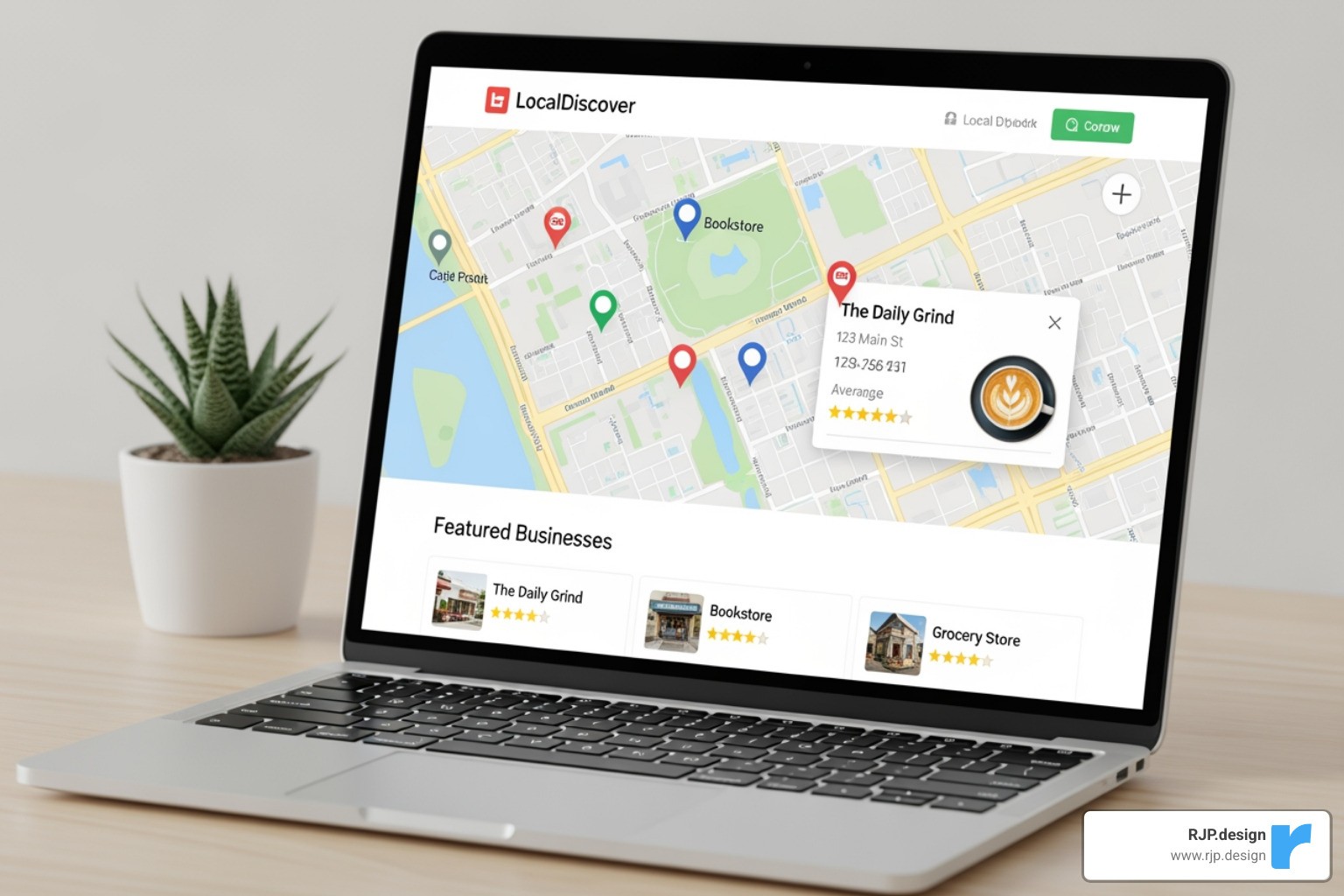 Website homepage optimized for a local audience - retail local seo